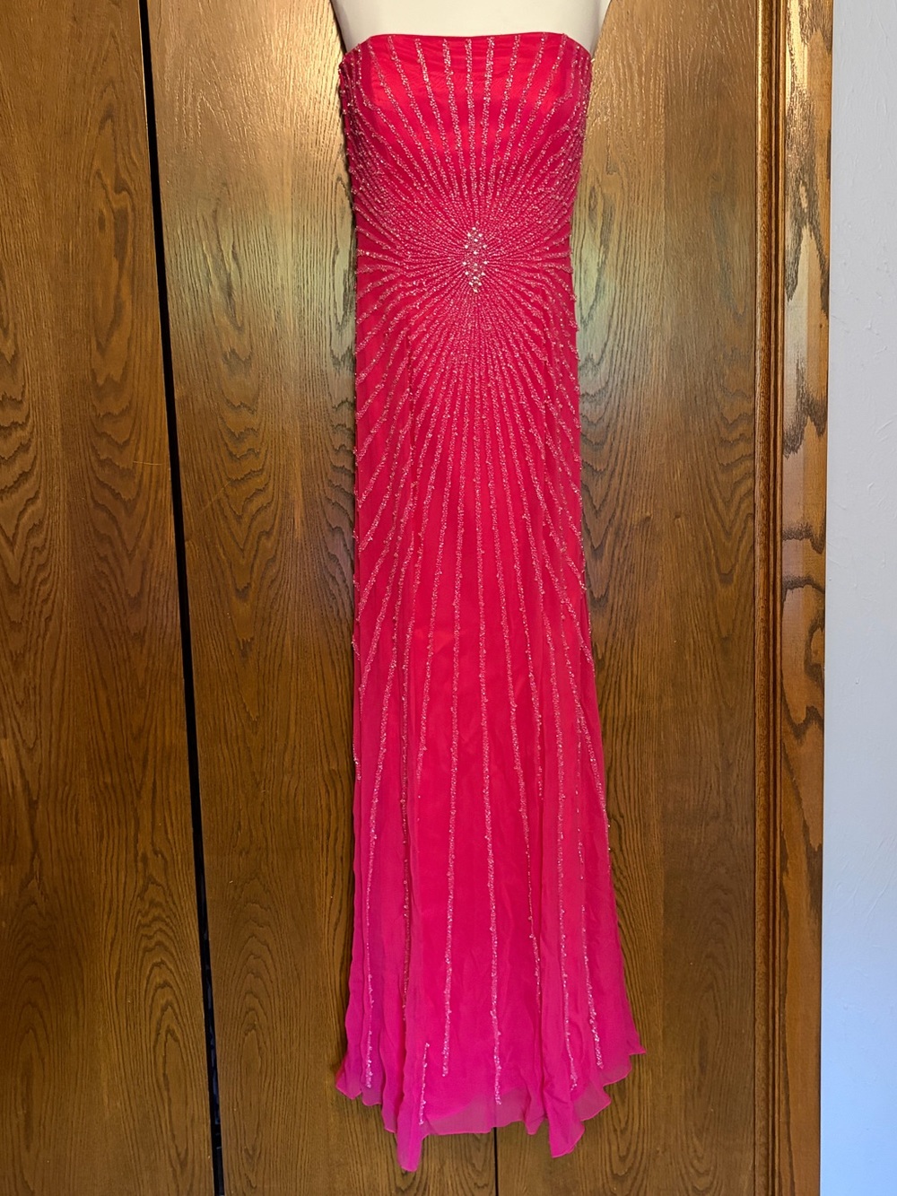 {Alyce Designs} Strapless Hot Pink Evening Gown with Radiant Beading